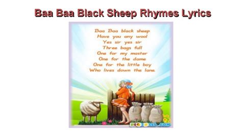 Baa baa black sheep have you any wool | farm animal song more nursery rhymes for babies ( ) subscribe to dodobee for. Baa Baa Black Sheep Rhyme Song With Lyrics