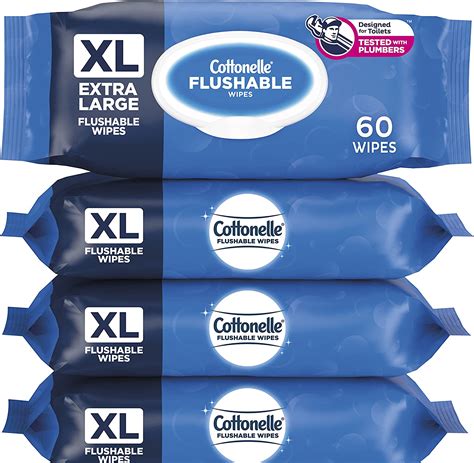 Cottonelle Freshcare Flushable Wipes For Adults Xl Alcohol Free 60