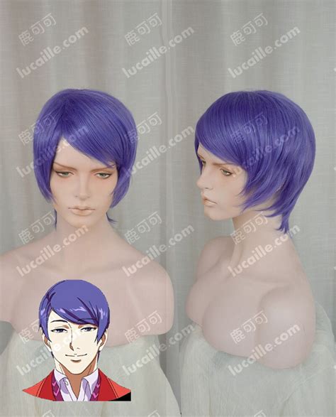 shu tsukiyama wig tokyo ghoul tsukiyama shuu purple mens cosplay wig synthetic hair party wigs