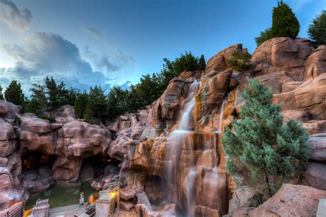 Epcot Rockies Waterfall Blue Hour At The Canadian Pavili Flickr
