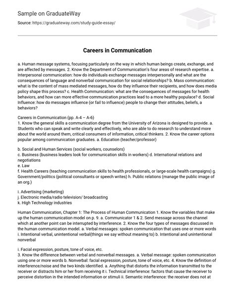 ⇉careers In Communication Essay Example Graduateway