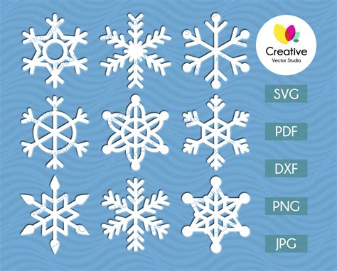 Simple Snowflake SVG Bundle | CreativeVectorStudio