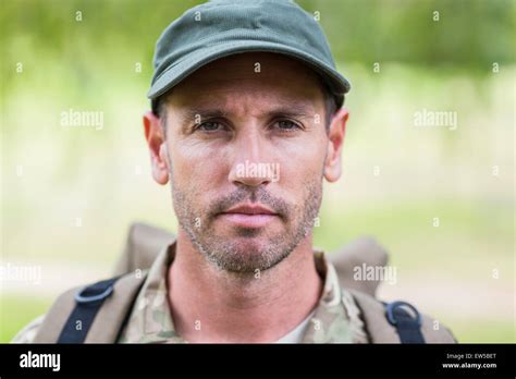 Soldier Looking At Camera Stock Photo Alamy