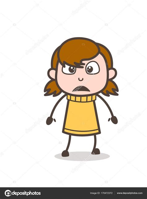 Frowning Face With Open Mouth Cute Cartoon Girl Illustration Stock