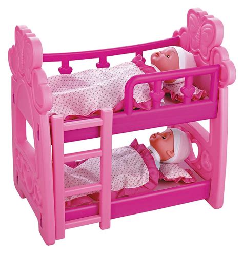 Childrens Kids Pretend Play Baby Dolls Doll House Bedroom Bunk Bed Crib