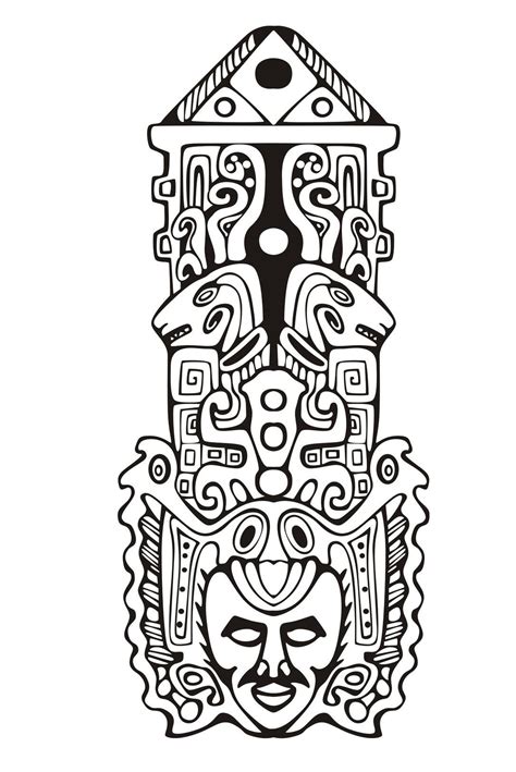 Totem Inspiration Inca Maya Azteque 7 Coloriages Mayas Aztèques Et
