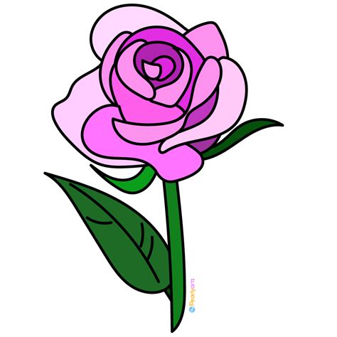 Free Pink Rose Clipart With Outline Pearly Arts