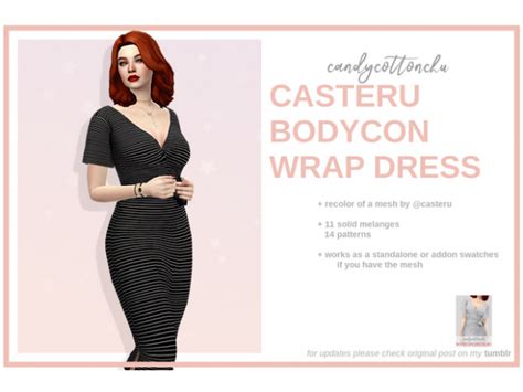 Casteru Bodycon Wrap Dress Recolor By Candycottonchu The Sims 4