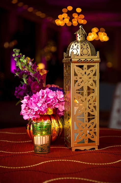 Moroccan Lantern And Small Floral Arrangement