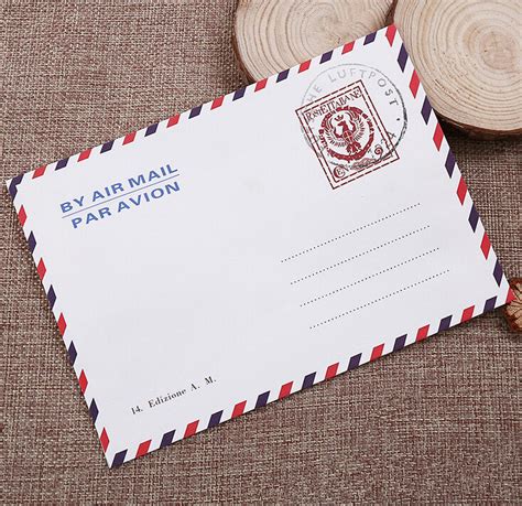 White Kraft Paper Airmail Letter Post Envelope China Western Style