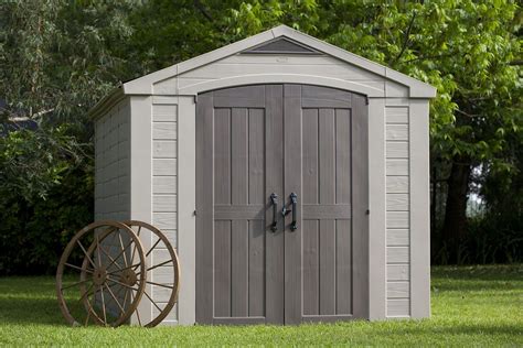 Keter Factor 8x11 Foot Large Resin Outdoor Shed With Floor For Patio