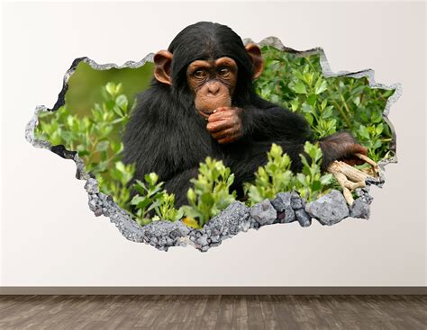 Chimpanzee Animal Wall Decal Removable Art Decor Animal Vinyl Decal