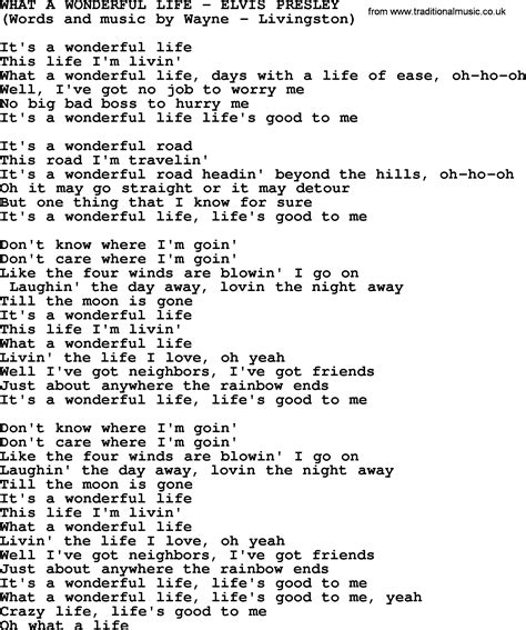 What A Wonderful Life By Elvis Presley Lyrics