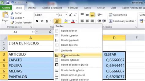 Poner Bordes A Una Tabla De Excel Hojas De Cálculo Diseño De Página