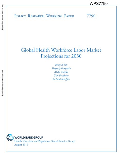 Pdf Global Health Workforce Labor Market Demand Projections For 2030