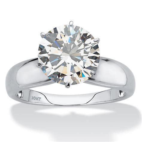 Round Cubic Zirconia Solitaire Engagement Ring 350 Tcw In Solid 10k