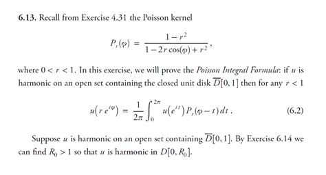 Solved 613 Recall From Exercise 431 The Poisson Kernel