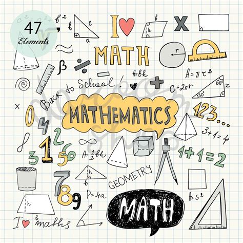 Hand Drawn Mathematics Clip Artmath Elements And Symbolsback Etsy