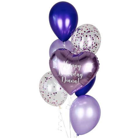 Metallic Heart Balloon Bouquet Purple Customise Delivery Today