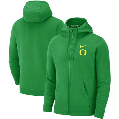 Mens Nike Green Oregon Ducks Club Fleece Full Zip Hoodie
