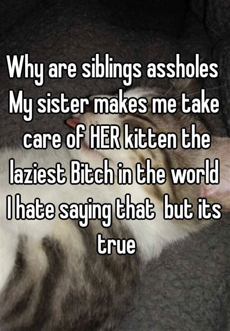 Why Are Siblings Assholes My Sister Makes Me Take Care Of Her Kitten The Laziest Bitch In The