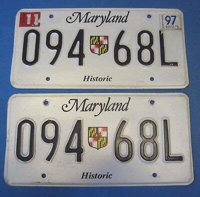 1997 Maryland Historic License Plates Matched Pair | eBay