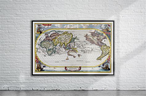Vintage Scherer Map Of The World 1700