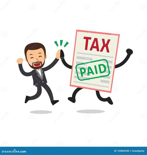 Vector Cartoon Happy Businessman Paid Tax Stock Vector Illustration
