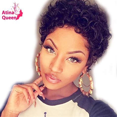 Buy Short Curly Lace Front Human Hair Wigs For Women Pre Plucked Brazilian