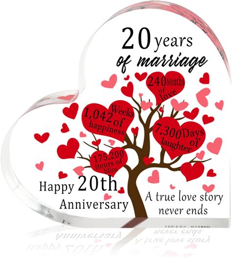 Acrylic 20 Years Of Marriage Anniversary Ts For Couple Happy 20th