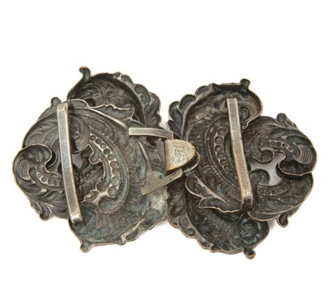 Victorian Sash Belt Buckle Ornate Antique Silverplated Brass Etsy