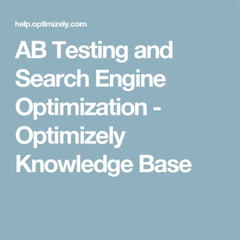 Ab Testing And Search Engine Optimization Optimizely