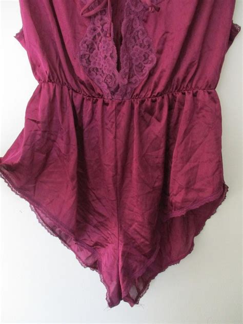 Vintage Blush 1960s Purple Lace Teddy Lingerie Size L Gem