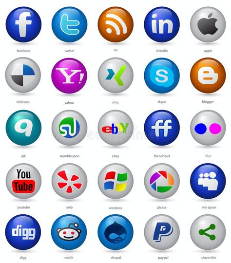 Social Media Buttons Set Editorial Photography Illustration Of Buttons