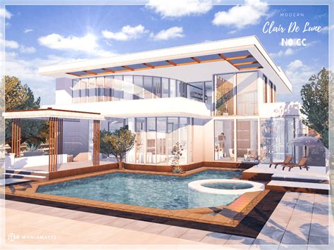 The Sims Resource Clair De Lune Modern No Cc Sims 4 Modern House