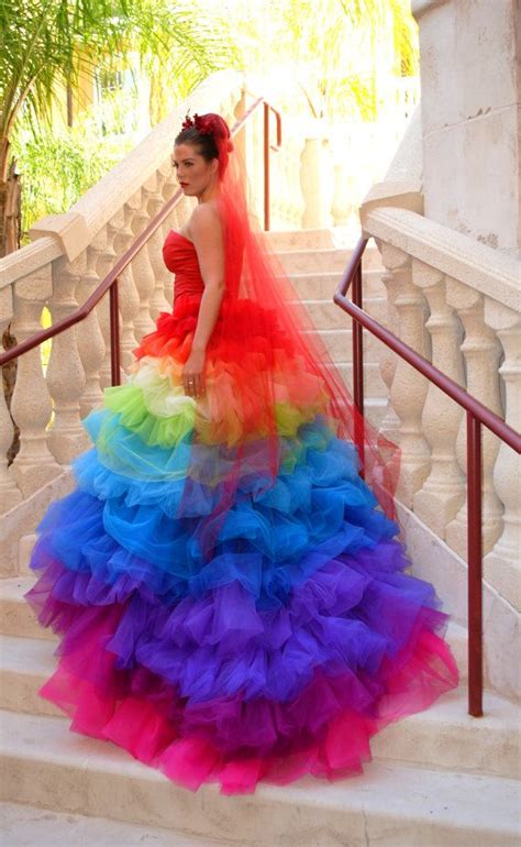 Ricky Lindsay Esperanza Haute Couture Rainbow Evening Gown Dress