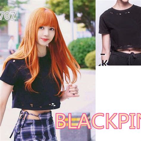 Blackpink Lisa Ripped Black Crop Top Entertainment K Wave On Carousell