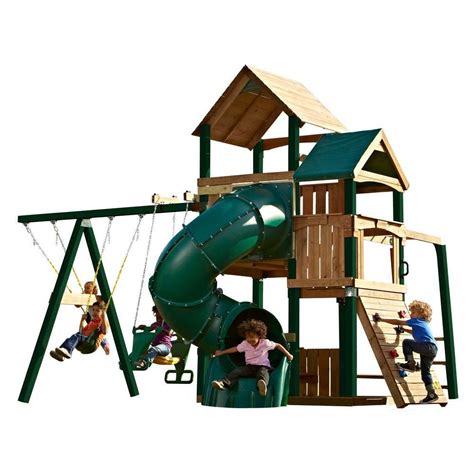 Swing N Slide Playsets Sky Tower Turbo Rt Swing Set With Tuff Wood And