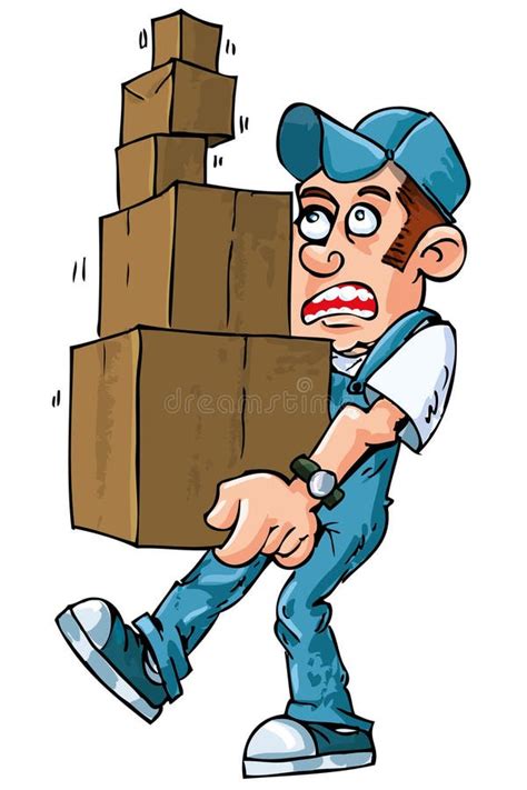Cartoon Of Worker Carrying Boxes Stock Vector Illustration Of Moving