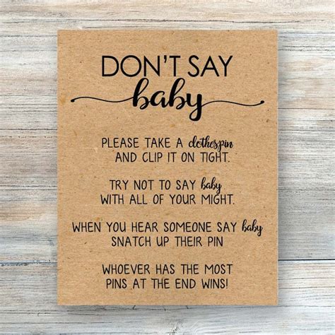 Rustic Dont Say Baby Game Printable Dont Say Baby Sign Etsy