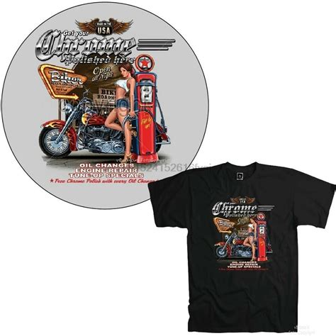 Biker T Shirt Classic Motorcycle Retro Pinup Girl Vintage Garage 4319 Blackt Shirts Aliexpress