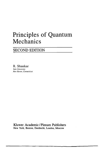 Principles Of Quantum Mechanics 2nd Ed R Shankar Pdf