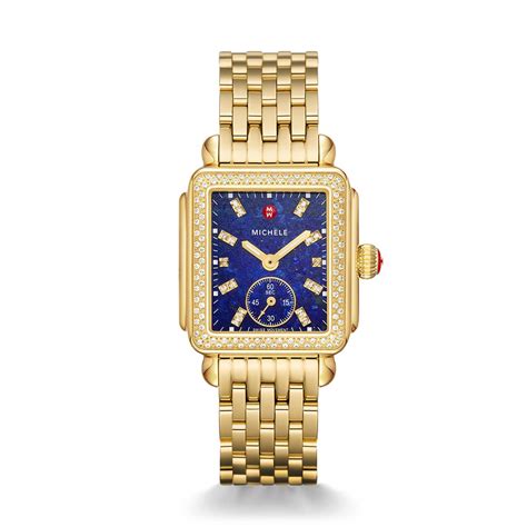 Michele Deco Mid Gold Plated Diamond Bezel Watch Mww06v000126