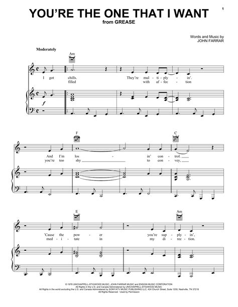 You're The One That I Want sheet music by Olivia Newton-John & John
