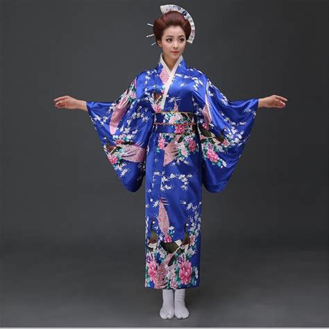 Buy Blue Japanese National Women Silk Kimono Yukata