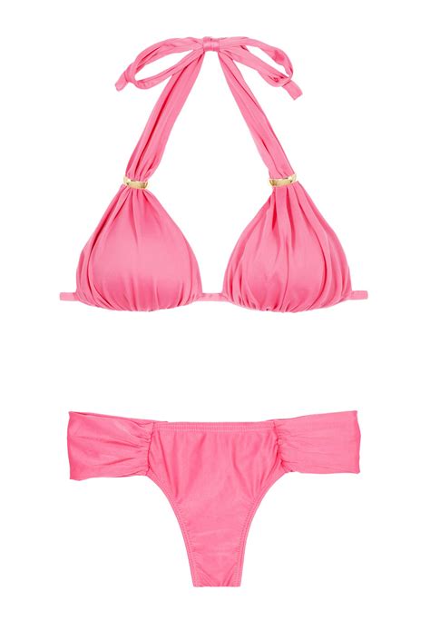 Pink String Bikini With Wide Sides Scarf Triangle Drapeado Fio Pink