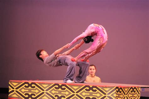 Circus Performed Chinese Acrobatics With Strength And Balance The