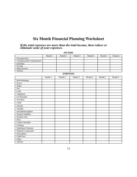 15 Personal Financial Planning Worksheets