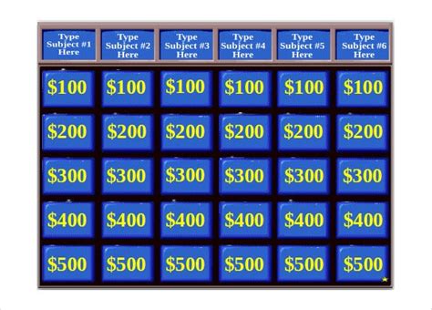 9 Jeopardy Game Templates Free Sample Example Format Download