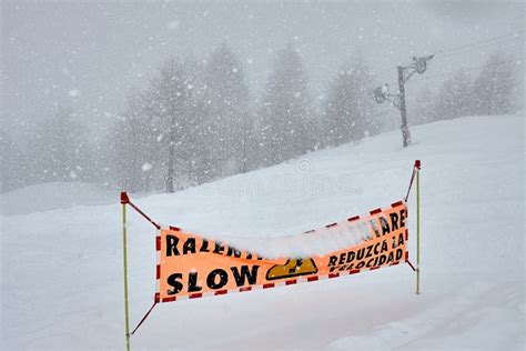 Warning Sign On Ski Slope Stock Image Image Of Nature 7634463